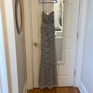 Mermaid style gray prom dress